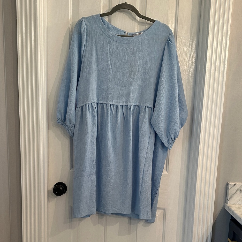 Chic Light Blue Long Sleeve Dress